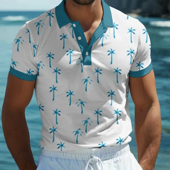 Sale OUKU Kentucky Derby Men's Tropical Flowers Plant Polo Short Sleeve Polo Shirts Collared Shirts Casual School Outdoor Daily Wear Home Wear 3D Print Summer Light Pink Black Blue