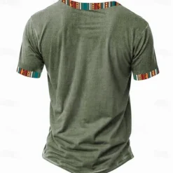 Discount OUKU Kokopelli Spiral Design Tribal Bandana Print Designer Ethnic Men's 3D Print Tee Henley Shirt Casual Daily Holiday T shirt Green Khaki Short Sleeve Henley Shirt Summer Spring Clothing Apparel S-3XL