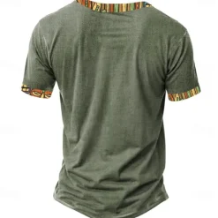 Online OUKU Kokopelli Tribal Bandana Print Men's Ethnic 3D Print T shirt Tee Henley Shirt Casual Daily Holiday T shirt Yellow Green Khaki Short Sleeve Henley Shirt Summer Spring Clothing Apparel S M L XL XXL 3XL