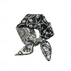 Outlet OUKU Male 100% Silk Square Scarf Outdoor Vacation Office Dark Yellow Black Scarf