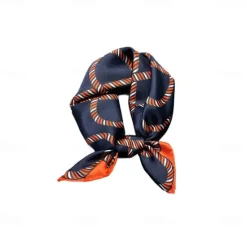 Outlet OUKU Male 100% Silk Square Scarf Outdoor Vacation Office Dark Yellow Black Scarf