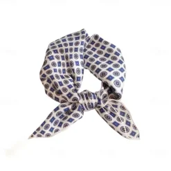 Sale OUKU Male 100% Silk Square Scarf Outdoor Vacation Office White Red Scarf Floral