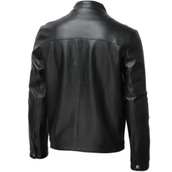 Sale OUKU Male Faux Leather Jacket Transition Jacket Casual Daily Zipper All Seasons Pure Color Outdoor Standing Collar Faux Leather Jacket Black