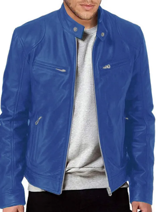 Discount OUKU Male Faux Leather Jacket Transition Jacket Biker Jacket Outdoor clothing Casual Daily Windproof Buttons Fall & Winter Zipper Casual Crew Neck Regular Faux Leather Silver Golden Black White Yellow
