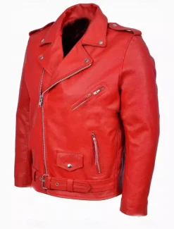 Hot OUKU Male Faux Leather Jacket Transition Jacket Biker Jacket Red Leather Jacket Daily Wear Casual Daily Zipper All Seasons Solid / Plain Color Leisure Sweet Lapel Regular Black Red Jacket