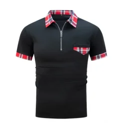 Sale OUKU Male Polo Shirt Knit Polo Casual Date Lapel Short Sleeves Fashion Plaid / Striped / Chevron / Round Solid / Plain Color Knitting Summer Dry-Fit Black White Pink Wine Dark Navy Sky Blue Polo Shirt