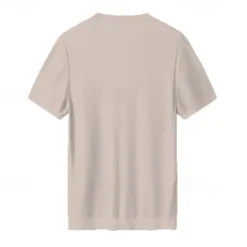 New OUKU Male Silk Cotton Lyocell Blend T-Shirt Short Sleeve Crew Neck Summer Plain Jacquard Elegant Classic Crewneck Minimalist Vacation Home Cotton Black Blue Navy Blue Top Tee for Men