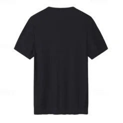 New OUKU Male Silk Cotton Lyocell Blend T-Shirt Short Sleeve Crew Neck Summer Plain Jacquard Elegant Classic Crewneck Minimalist Vacation Home Cotton Black Blue Navy Blue Top Tee for Men