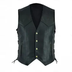 New OUKU Male Vest Gilet Casual Daily Breathability Drawstring Summer Solid / Plain Color Streetwear V Neck Regular Faux Leather Jacket Black