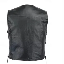 New OUKU Male Vest Gilet Casual Daily Breathability Drawstring Summer Solid / Plain Color Streetwear V Neck Regular Faux Leather Jacket Black