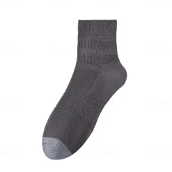 OUKU Men 1 Pair Socks Black White Color Plain Textured School Formal Outdoor Thin Summer Daily Casual