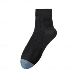 OUKU Men 1 Pair Socks Black White Color Plain Textured School Formal Outdoor Thin Summer Daily Casual