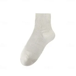 Online OUKU Men 1 Pair Socks Black White Color Plain School Formal Outdoor Plain Thin Summer Daily Casual