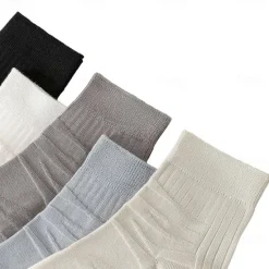 Online OUKU Men 1 Pair Socks Black White Color Plain School Formal Outdoor Plain Thin Summer Daily Casual