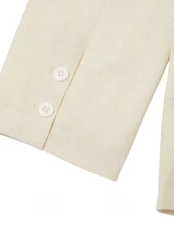 Clearance OUKU Men Linen Blazer Sport Coat Casual Daily Vacation Spring & Summer Cotton And Linen Solid Color Comfy Single Breasted Two-button Blazer White Beige Light Blue
