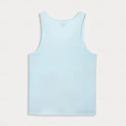 Clearance OUKU Men Sleeveless Round Summer Solid Color Vacation Daily Casual Plain Outdoor Vacation Home White Light Blue Top Tee for Men