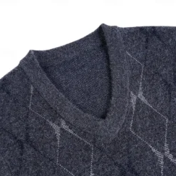 Hot OUKU Men Sweater Vest Knit Geometric V Neck Smart Casual Formal Vacation Clothing Apparel Spring Autumn Wine Dark Green S M L