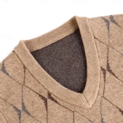 Hot OUKU Men Sweater Vest Knit Geometric V Neck Smart Casual Formal Vacation Clothing Apparel Spring Autumn Wine Dark Green S M L