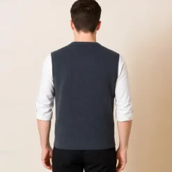 Hot OUKU Men Sweater Vest Knit Geometric V Neck Smart Casual Formal Vacation Clothing Apparel Spring Autumn Wine Dark Green S M L