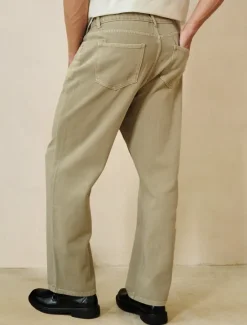 Best OUKU Men's 100% Cotton Chino Pants Straight Leg Solid Color Full Length Outdoor Vacation Casual Elegant Vacation Light Khaki Black Micro-elastic