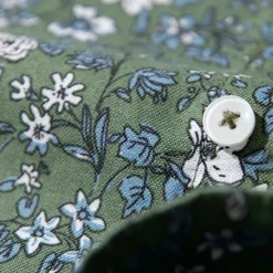 Hot OUKU Men's 100% Cotton Floral Vine Shirt Oxford Shirt Long Sleeve Vintage Hawaiian Artistic School Performance Wedding Summer Spring Fall Button Down Collar Green Dark Blue Apricot