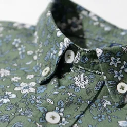 Hot OUKU Men's 100% Cotton Floral Vine Shirt Oxford Shirt Long Sleeve Vintage Hawaiian Artistic School Performance Wedding Summer Spring Fall Button Down Collar Green Dark Blue Apricot