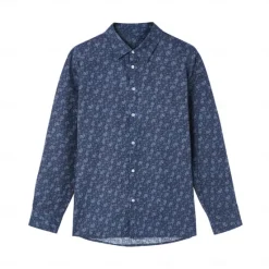 Discount OUKU Men's 100% Cotton Paisley Shirt Button Down Shirt Casual Shirt Long Sleeve Vintage Hawaiian Artistic School Performance Wedding Spring Fall Turndown Button Up Navy Blue