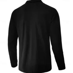 Discount OUKU Men's 60% Cotton Polo Shirts Quarter Zip Polo Street Vacation Quarter Zip Long Sleeve Fashion Basic Patchwork Color Block Spring & Fall Regular Fit Black White Burgundy Navy Blue Army Green Dark Gray