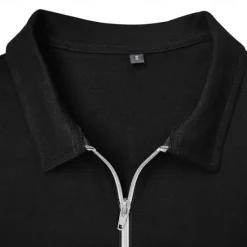 Discount OUKU Men's 60% Cotton Polo Shirts Quarter Zip Polo Street Vacation Quarter Zip Long Sleeve Fashion Basic Patchwork Color Block Spring & Fall Regular Fit Black White Burgundy Navy Blue Army Green Dark Gray