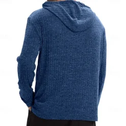 Best OUKU Men's 100% Cotton Ribbed Knit tee Tee Top Long Sleeve Shirt Solid Color Hooded Outdoor Street Long Sleeve Hooded Clothing Apparel Daily Casual Street Style