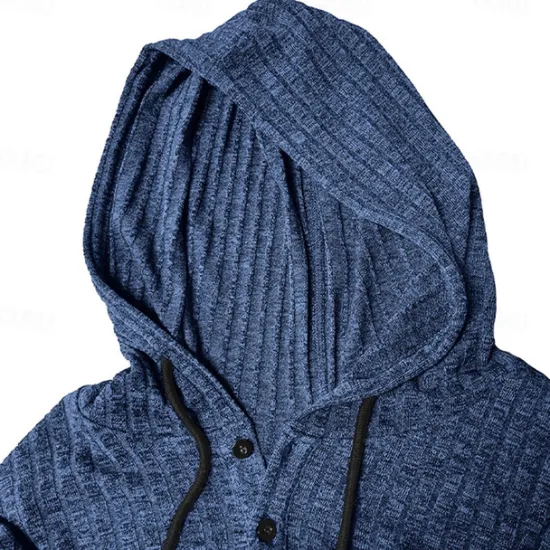 Best OUKU Men's 100% Cotton Ribbed Knit tee Tee Top Long Sleeve Shirt Solid Color Hooded Outdoor Street Long Sleeve Hooded Clothing Apparel Daily Casual Street Style