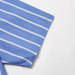 Clearance OUKU Men's 100% Cotton Shirt Blue Short Sleeve Striped Vertical Stripes Turndown Outdoor Causal Button Clothing Apparel Vacation Daily Black