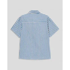 Outlet OUKU Men's 100% Cotton Shirt Short Sleeve Striped Turndown Shirt Collar Work Sports & Outdoor Button Clothing Apparel Vacation Daily Casual Daily Blue