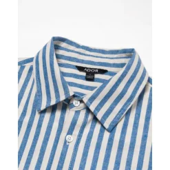 Outlet OUKU Men's 100% Cotton Shirt Short Sleeve Striped Turndown Shirt Collar Work Sports & Outdoor Button Clothing Apparel Vacation Daily Casual Daily Blue