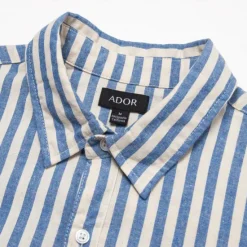 Best OUKU Men's 100% Cotton Shirt Summer Shirt Button Up Shirt Casual Shirt Black Blue Long Sleeve Stripes Lapel Daily Wear Vacation Clothing Apparel Cotton Fashion Hawaiian Casual