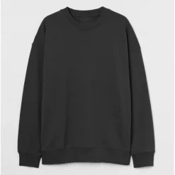 Online OUKU Men's 100% Cotton Sweatshirt Black Dark Gray Crew Neck Plain Casual Daily Sports non-printing Basic Athletic Fall Winter Clothing Apparel Hoodies Sweatshirts