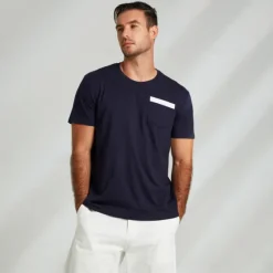 Best OUKU Men's 100% Cotton T shirt Graphic Fashion Outdoor Casual Tee Tee Top Street Casual Daily T shirt White Short Sleeve Crew Neck Shirt Spring & Summer Clothing Apparel Navy Blue