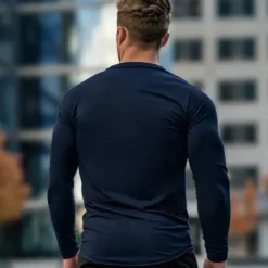 New OUKU Men's 100% Cotton T Shirt Long Sleeve T Shirt Solid Color Crew Neck Normal Outdoor Causal Crewneck Clothing Apparel Knitwear Daily