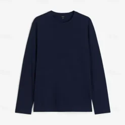 New OUKU Men's 100% Cotton T Shirt Long Sleeve T Shirt Solid Color Crew Neck Normal Outdoor Causal Crewneck Clothing Apparel Knitwear Daily