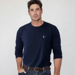 New OUKU Men's 100% Cotton T Shirt Ombre Graphic Crew Neck Training Outdoor Long Sleeve Crewneck Clothing Apparel Elegant Warm Vacation Vintage
