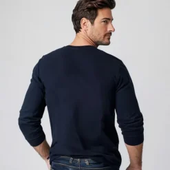 New OUKU Men's 100% Cotton T Shirt Ombre Graphic Crew Neck Training Outdoor Long Sleeve Crewneck Clothing Apparel Elegant Warm Vacation Vintage