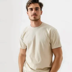 Outlet OUKU Men's 100% Cotton T shirt Tee Cotton Shirt Solid Color Crew Neck Clothing Apparel Outdoor Office Short Sleeve Crewneck Classic Style Cotton Fashion Cool Daily Solid Color