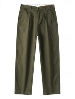OUKU Men's 100% Cotton Tapered Carrot Chinos Pants Pocket Solid Color Full Length Outdoor Vacation Party Vacation Vintage Light Khaki Black Micro-elastic