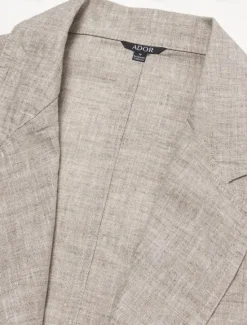Online OUKU Men's 100% Linen Blazer Blazer Jacket School Formal Wedding Elegant Vacation Summer Spring 100% Linen Linen Solid Color Single Breasted Two-button Blazer Dark Gray Navy Blue Beige Light Blue