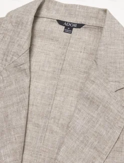 Online OUKU Men's 100% Linen Blazer Jacket Wedding Party Anniversary Summer Spring Linen Solid Color Single Breasted One-button Blazer Blue Beige