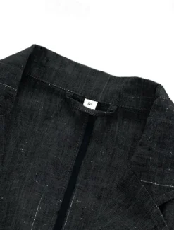New OUKU Men's 100% Linen Blazer Lightweight Jacket Outdoor Casual Without Lining Classic & Timeless Chic & Modern Spring & Fall Linen Vertical Stripes Artistic Style Classic Style Blazer Navy Blue Black