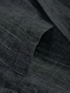 New OUKU Men's 100% Linen Blazer Lightweight Jacket Outdoor Casual Without Lining Classic & Timeless Chic & Modern Spring & Fall Linen Vertical Stripes Artistic Style Classic Style Blazer Navy Blue Black