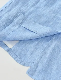 Online OUKU Men's 100% Linen Blazer Mens Linen Jackets Formal Evening Wedding Party Blue Summer Blazer Fashion Casual Spring & Summer Pocket Casual / Daily Single Breasted Blazer Beige Light Blue
