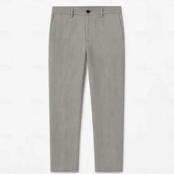 Outlet OUKU Men's 100% Linen Pants Solid Color Breathable Full Length Formal Wedding Outdoor Elegant Vacation Navy Blue Beige Micro-elastic