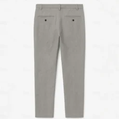 Outlet OUKU Men's 100% Linen Pants Solid Color Breathable Full Length Formal Wedding Outdoor Elegant Vacation Navy Blue Beige Micro-elastic